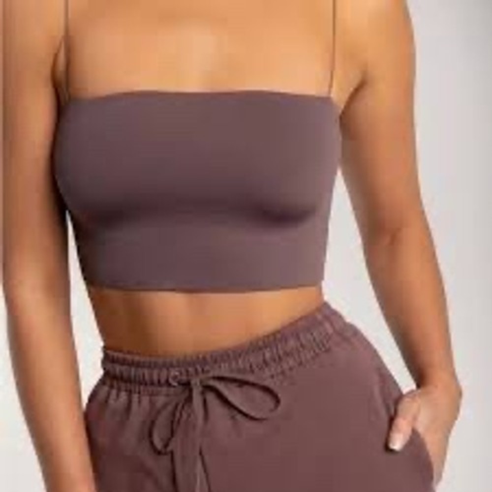 Meshki Yvonne Chocolate Brown Spaghetti Strap Bandeau Crop Top Size XS